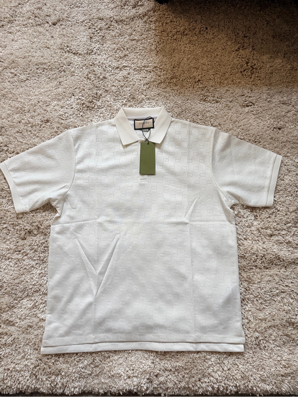 Gucci White Monogram Polo Shirt